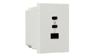 Havells USB Charging GAN Socket 65 W 2C1A Apogee